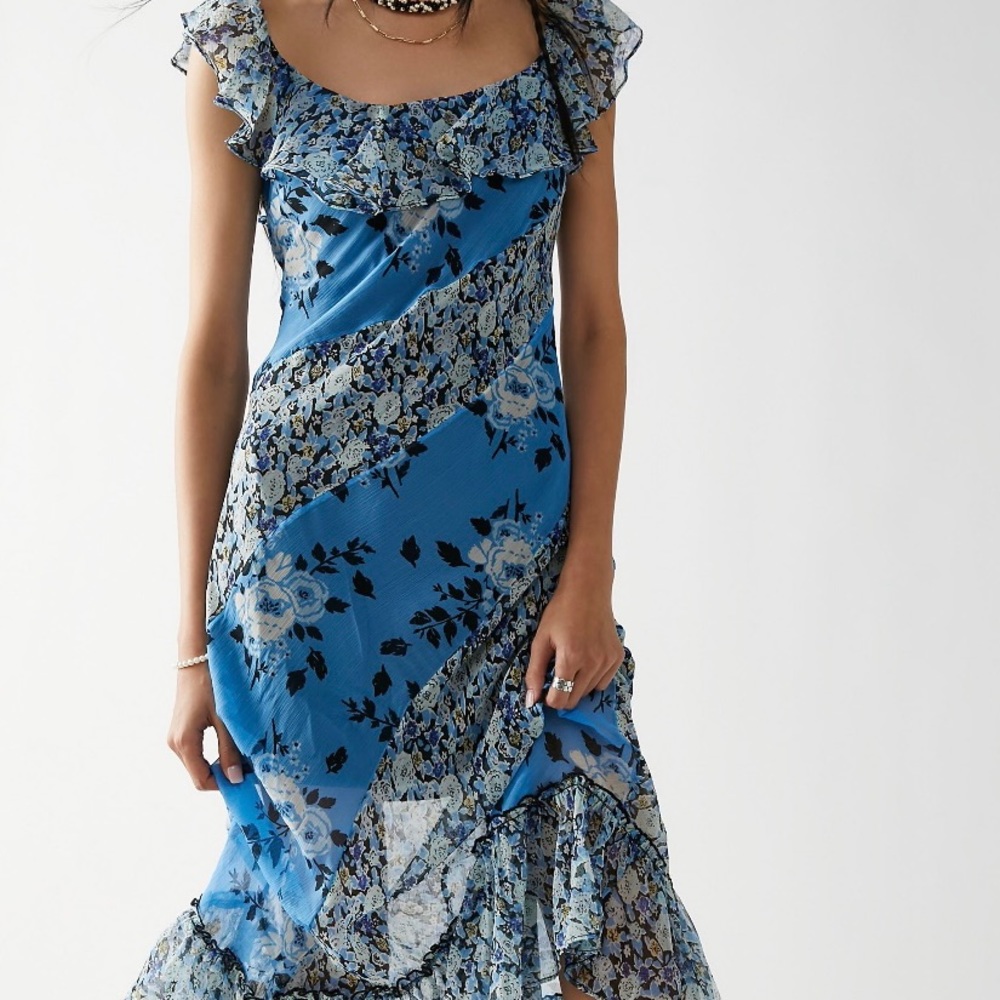 Free People Blue Floral Midi Dress